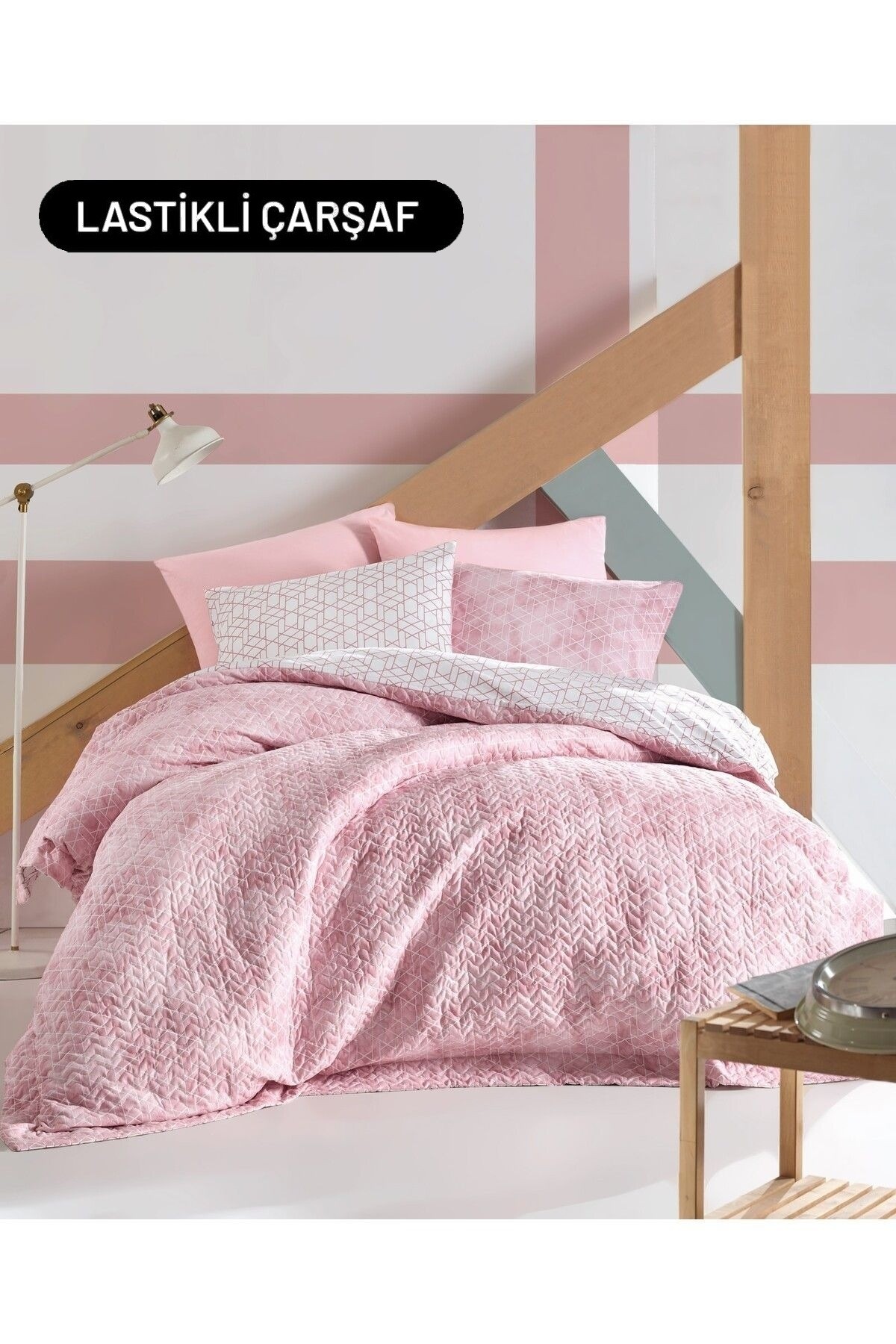 Minimal Çift Kişilik Çarşafı Lastikli Complete Set Best Pembe