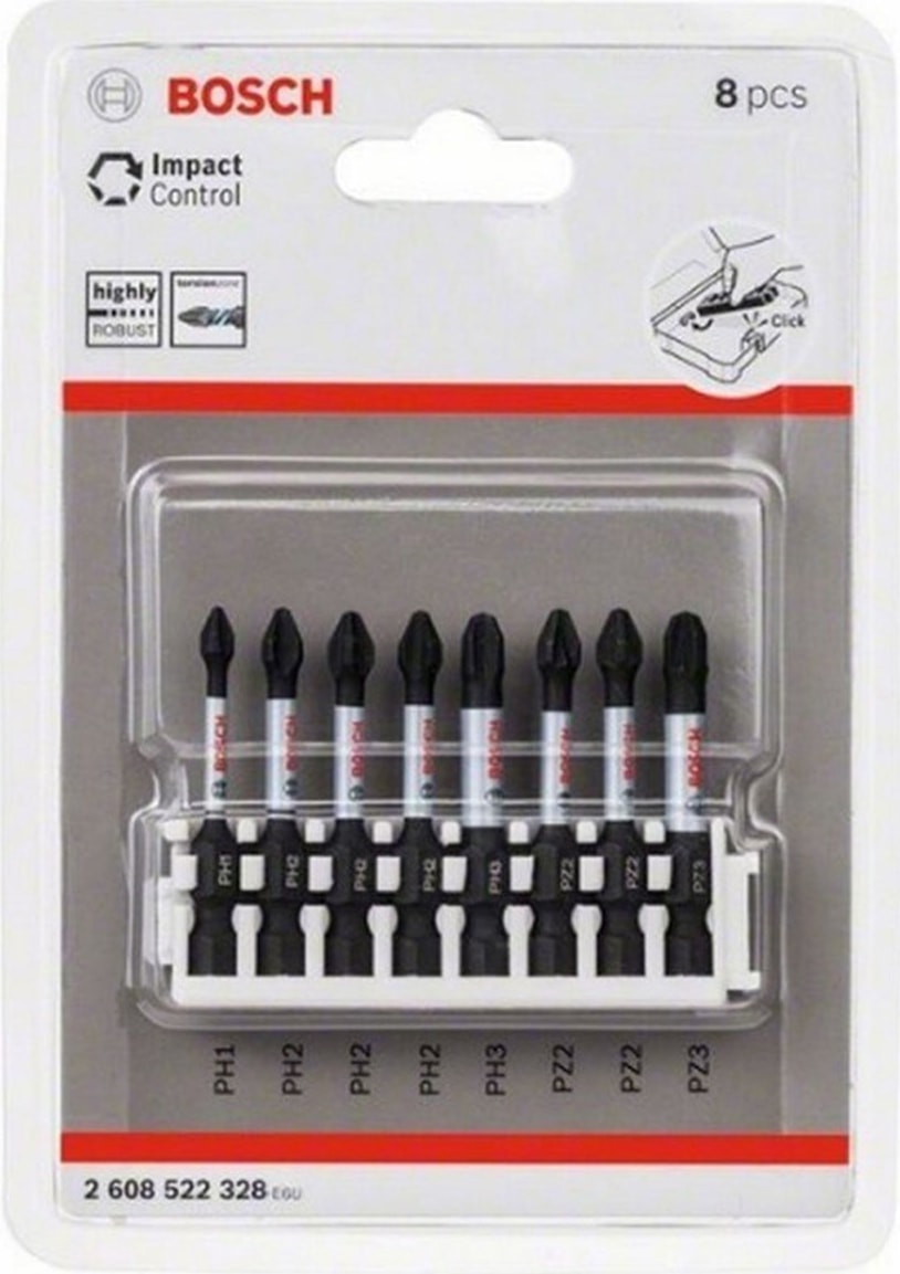 BOSCH Impact Control Serisi Vidalama Ucu 8'Li Ph1 Ph3 50Mm - 2608522328