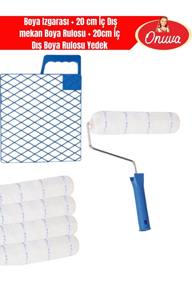 Boya Izgarası + 20 cm İç Dış mekan Boya Rulosu + 20cm İç Dış Boya Rulosu Yedek