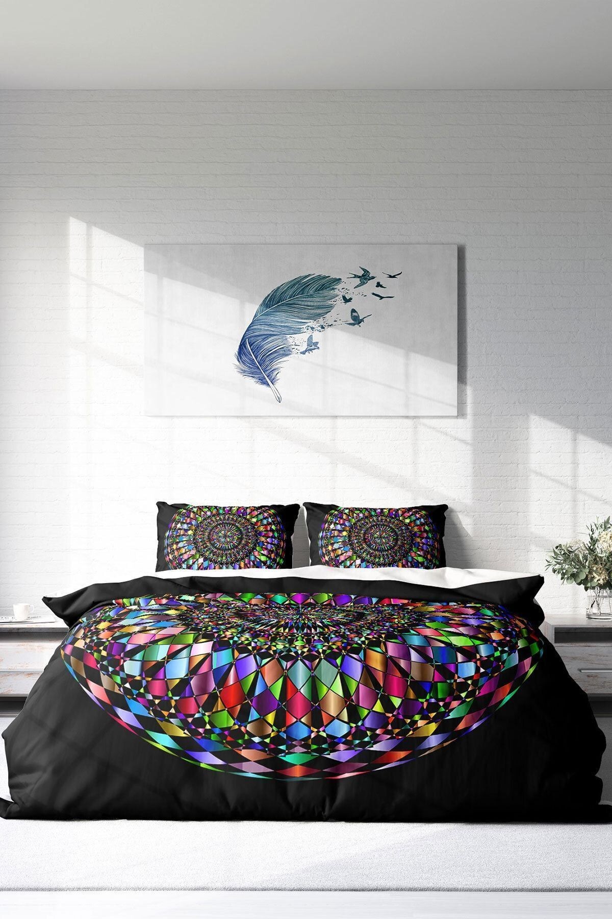 Mandala 4 3d Pamuk Saten Çift Kişilik Nevresim Takımı