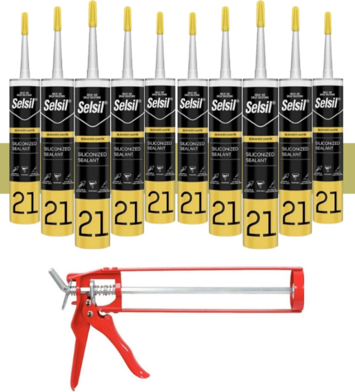 Silikonize Mastik 500 gr Bronz (10 Adet),demir Tabanca