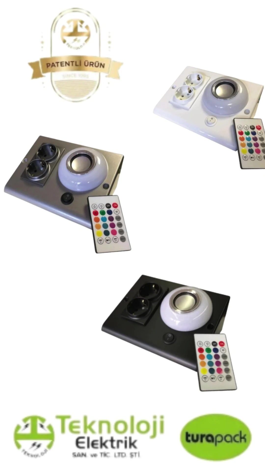 Dolap Tezgah Altı 2'li Priz Ve 3 Watt Anahtarlı Led Spot Aydınlatma (FÜME KASA) Işık Ve Akıllı Priz