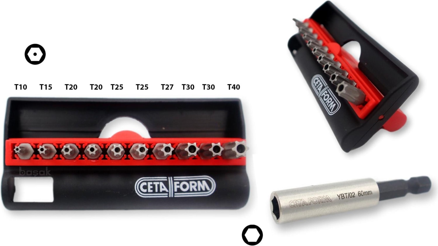 CB/ST113T Delikli Torx Bits Uç Takımı + Bits Tutucu 11 Parça (1 Adet)
