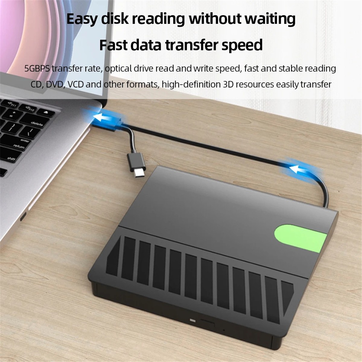 USB 3.0 Tip-C Ince Harici DVD Rw CD Yazıcı Sürücüsü Burner Okuyucu Oyuncu Dizüstü Pc Için Optik Sürücüler DVD Burner(C) (Yurt Dışından)