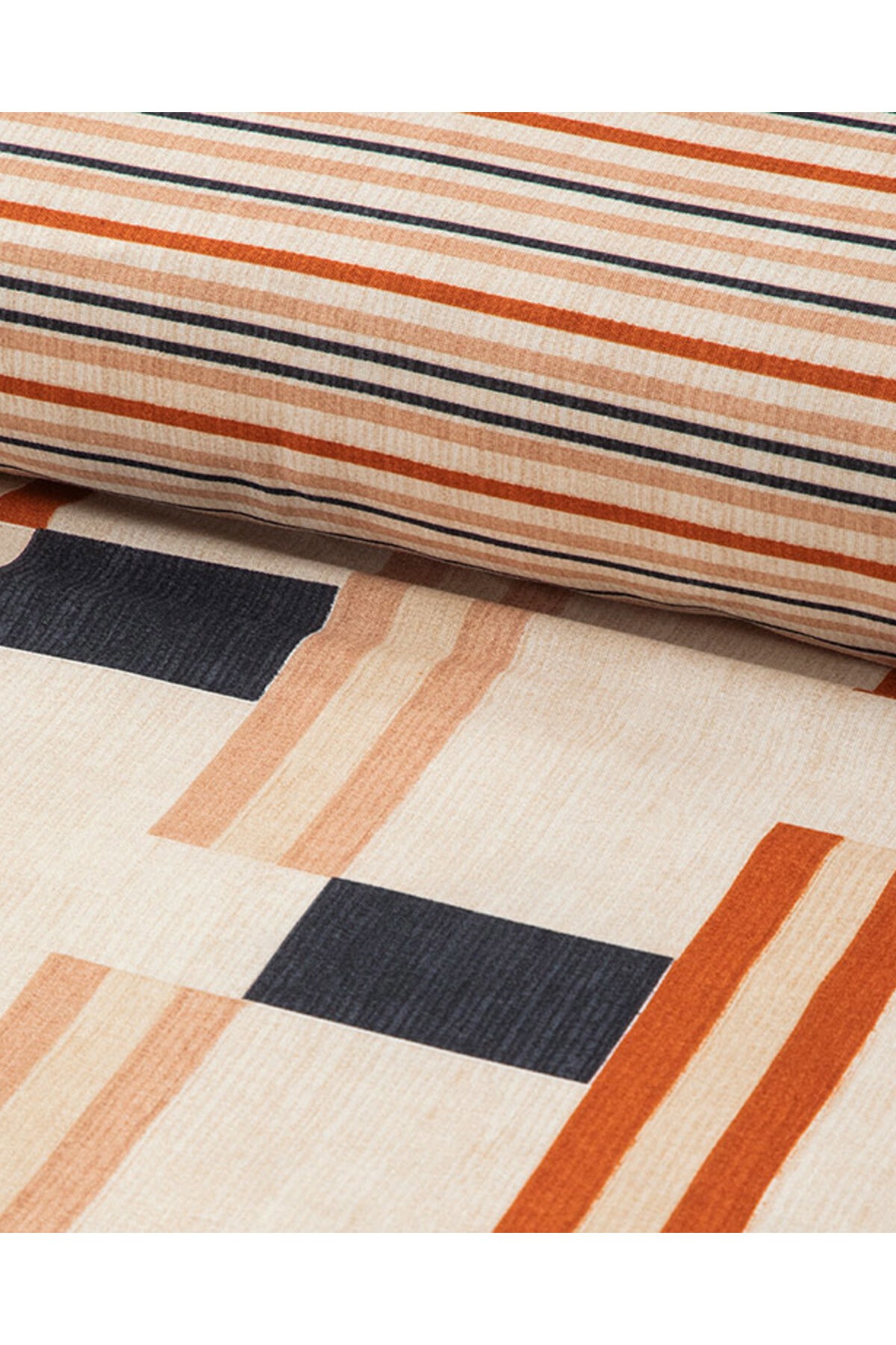 Timeline Dijital Baskılı Soft Cotton Çift Kişilik Nevresim Seti Terracotta