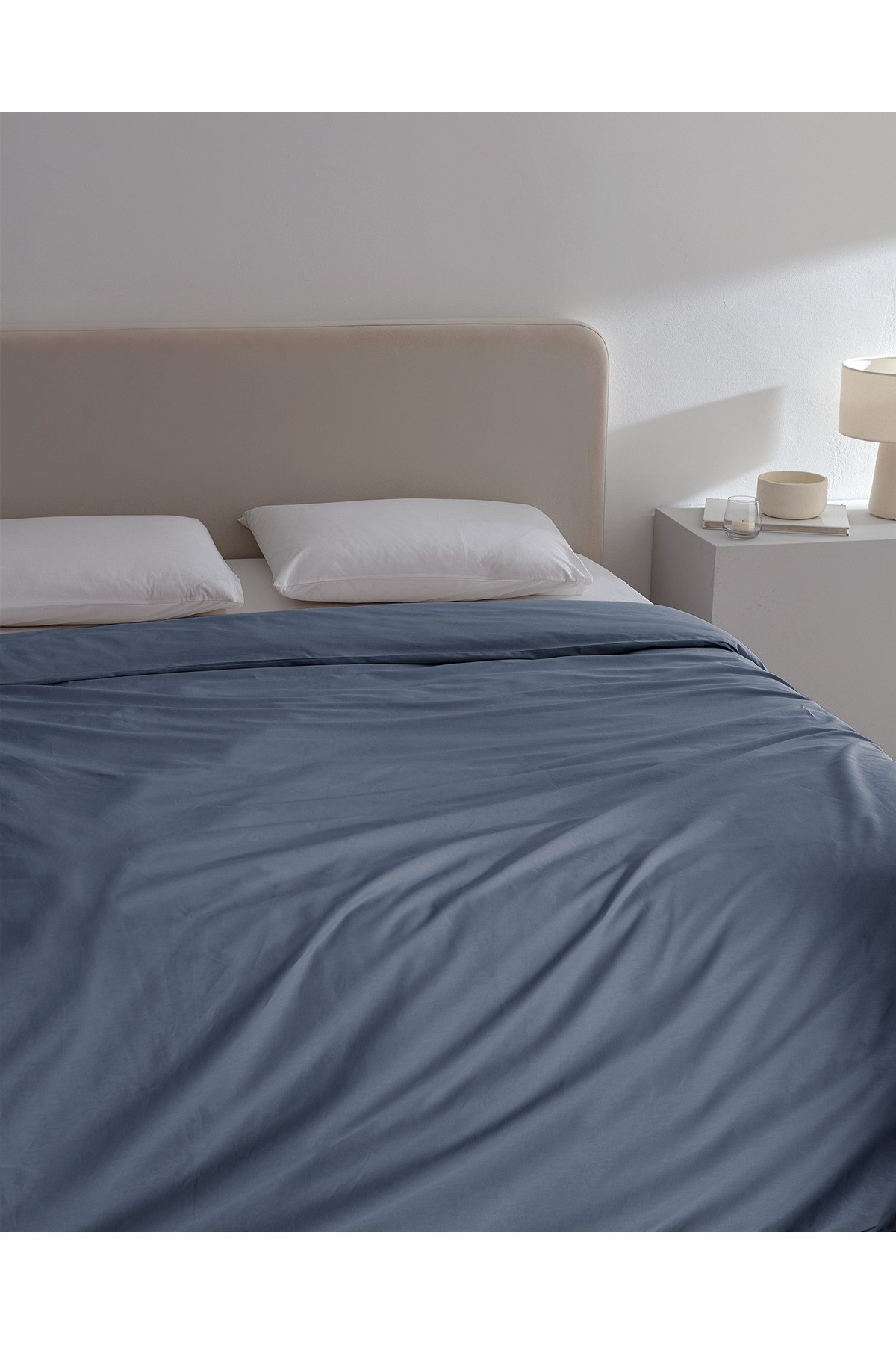 Manon King Size %100 Pamuk Ranforce Düz Nevresim - Koyu Mavi