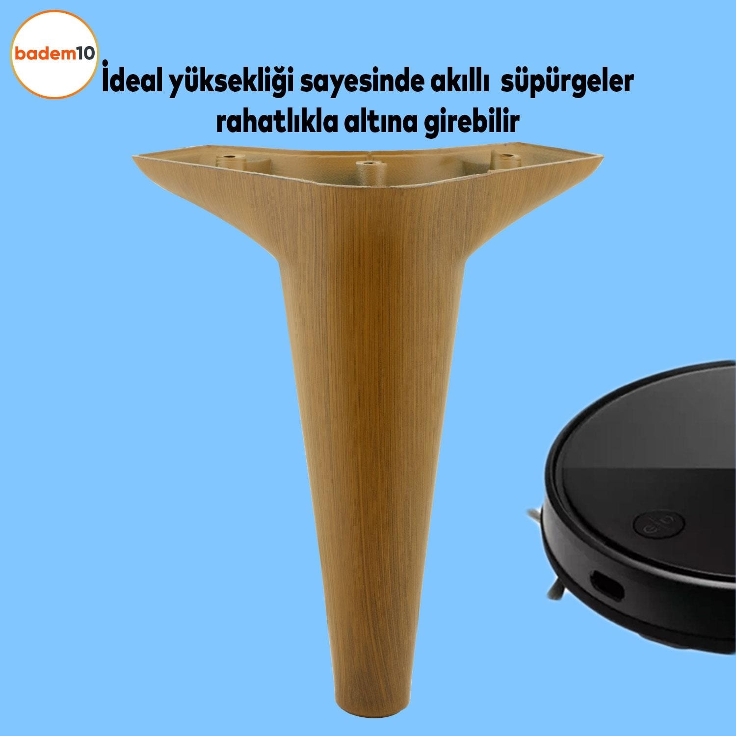Mobilya Kanepe Sehpa Tv Ünitesi Koltuk Ayağı 18 cm Kahverengi Ahşap Desenli Baza Ayak 4 Adet