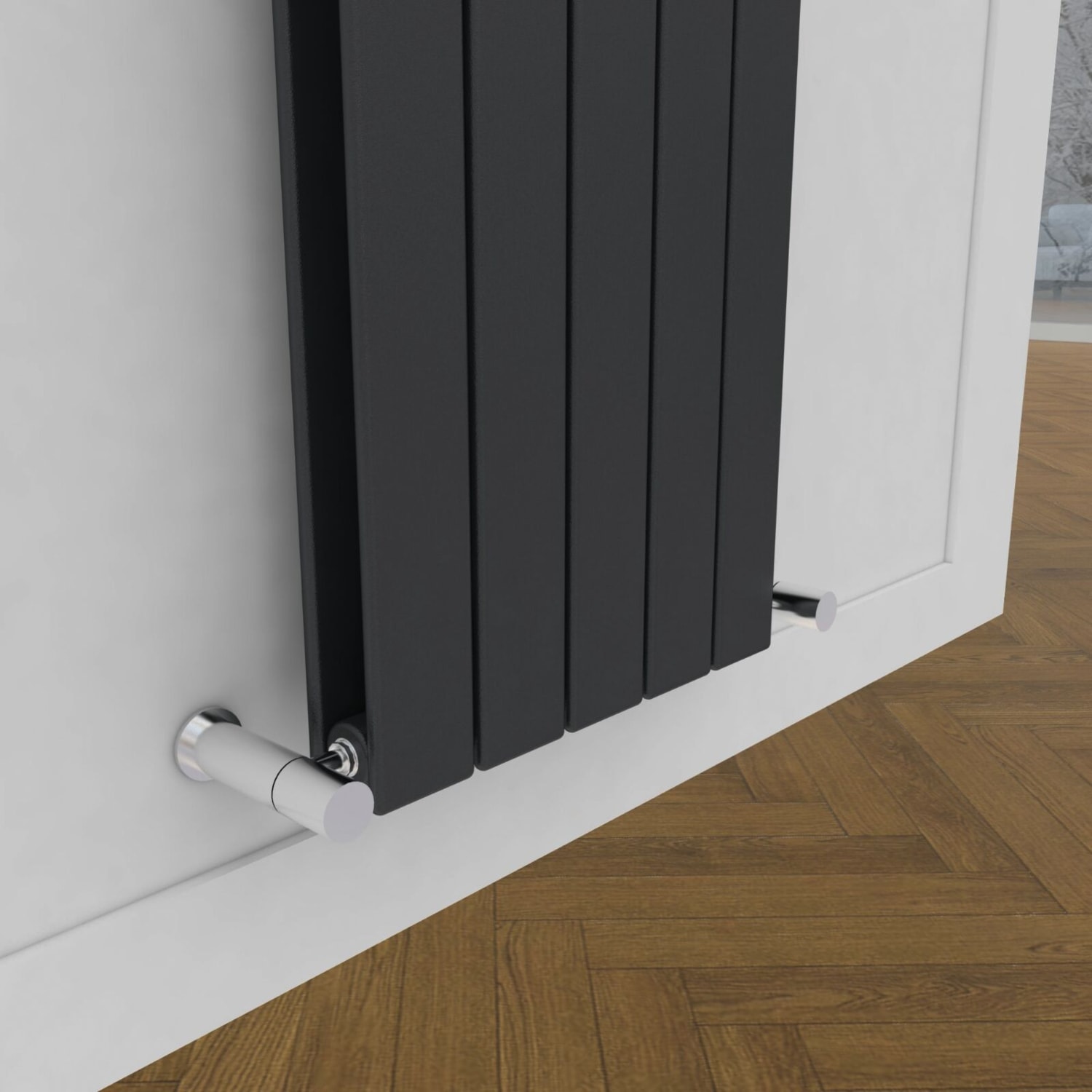 1600X595 Tip 20V Siyah Dekoratif Panel Radyatör