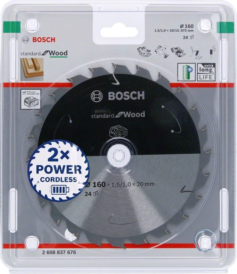 BOSCH - Standard For Serisi Ahşap Için Akülü Daire Testere Bıçağı 160*20 mm 24 Diş