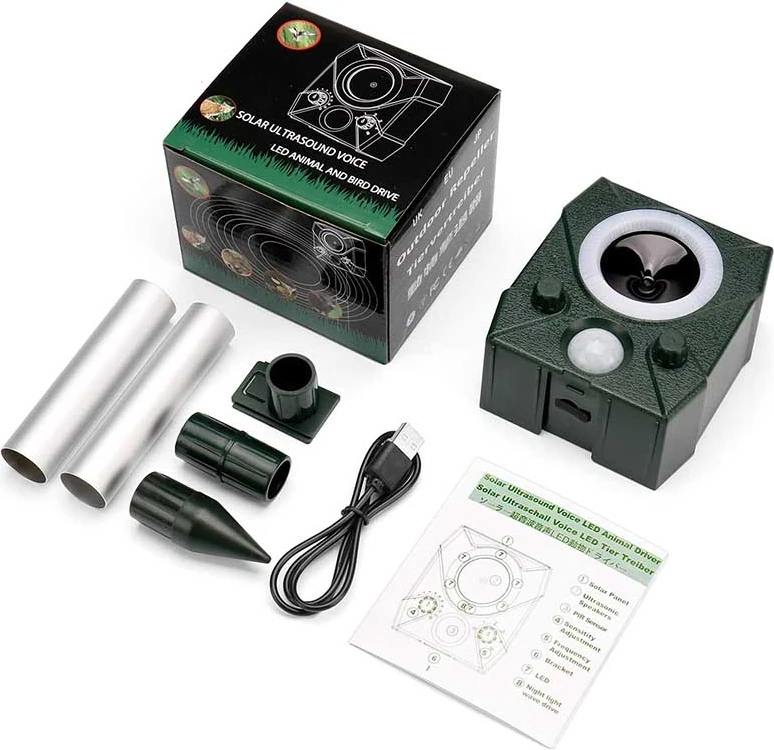 Kedi Kovucu Ultrasonik Kedi Caydırıcı Hayvan Kovucu Güneş Enerjili Kedi ve Tilki Kovucu Dış Mekan Su Geçirmez Uygulama (Yurt Dışından)