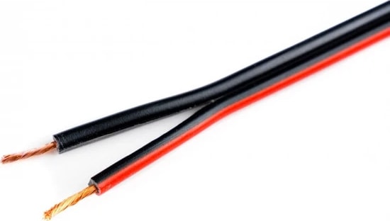 5 Metre 2 x 0,75 Kablo Yassı Kordon Hoparlör LED Elektrik Kablosu Siyah