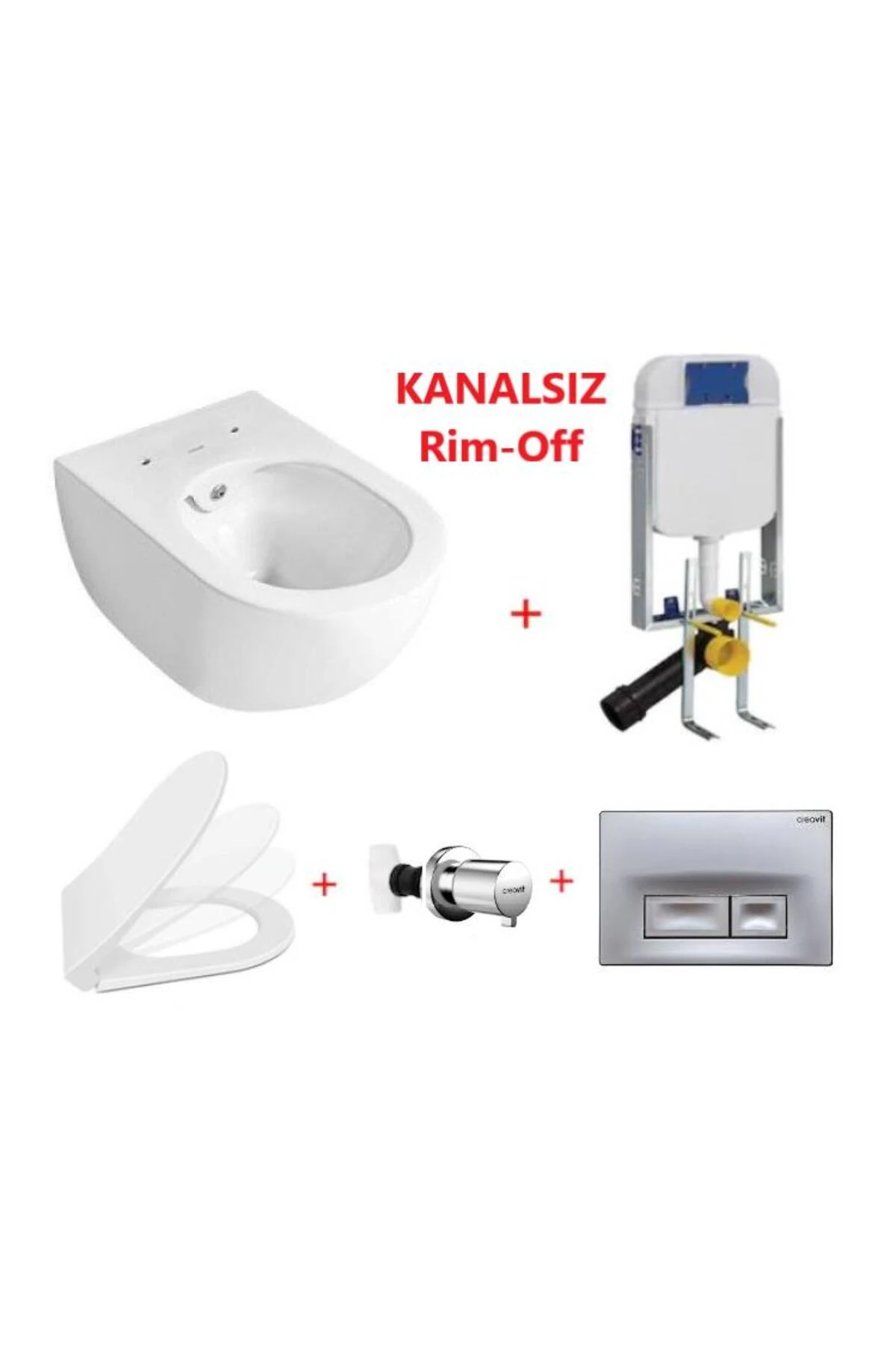 Free Rim-Off Asma Klozet Beyaz FE322 + Slim İnci Nkp Yavaş Kapaklı