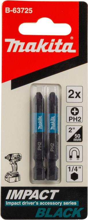 MAKİTA Ph2 2'li 50 mm Bits Uç Impact Black Mıknatıslı