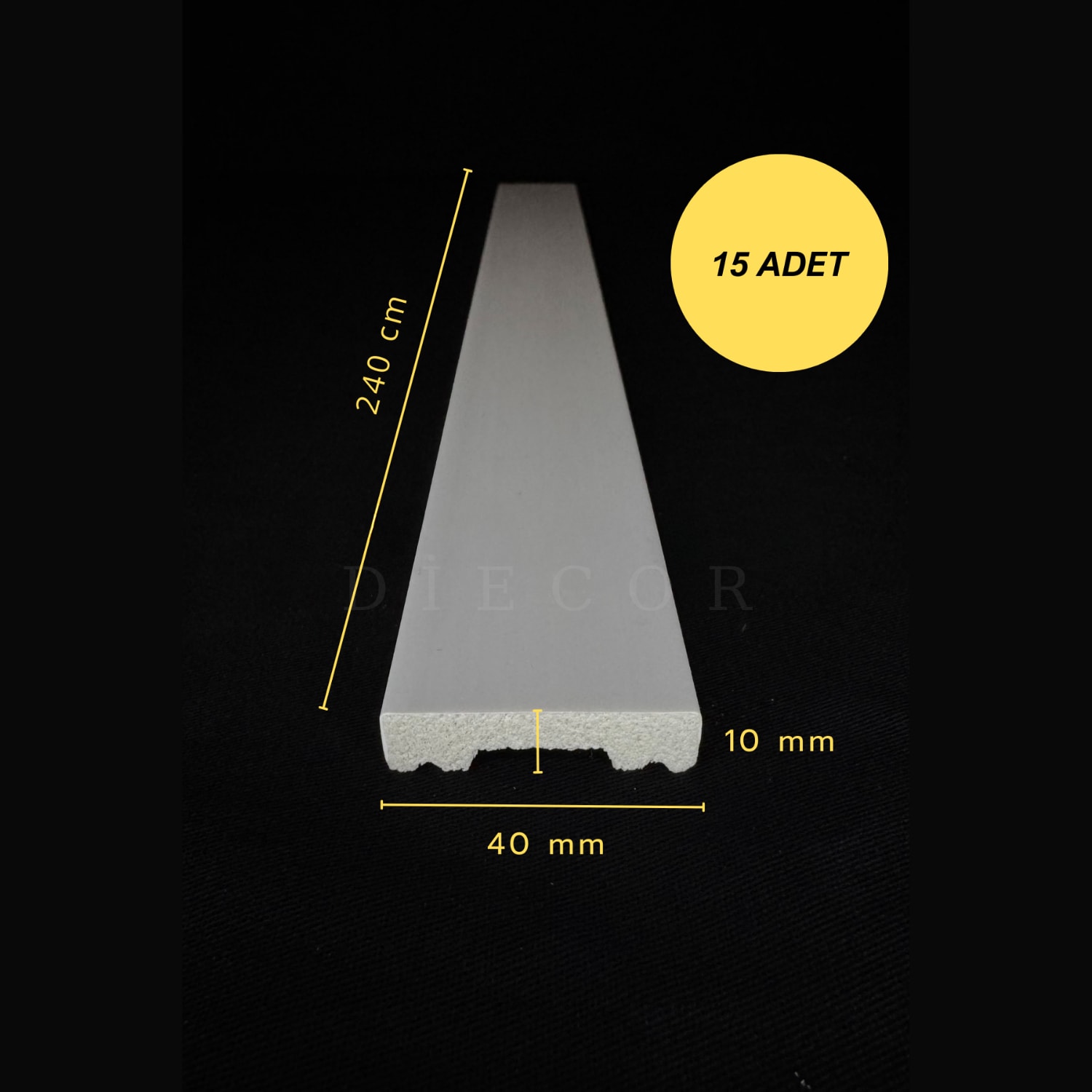 Dekoratif Boyanabilir 15 Adet 4 cm Polistren Duvar Çıtası