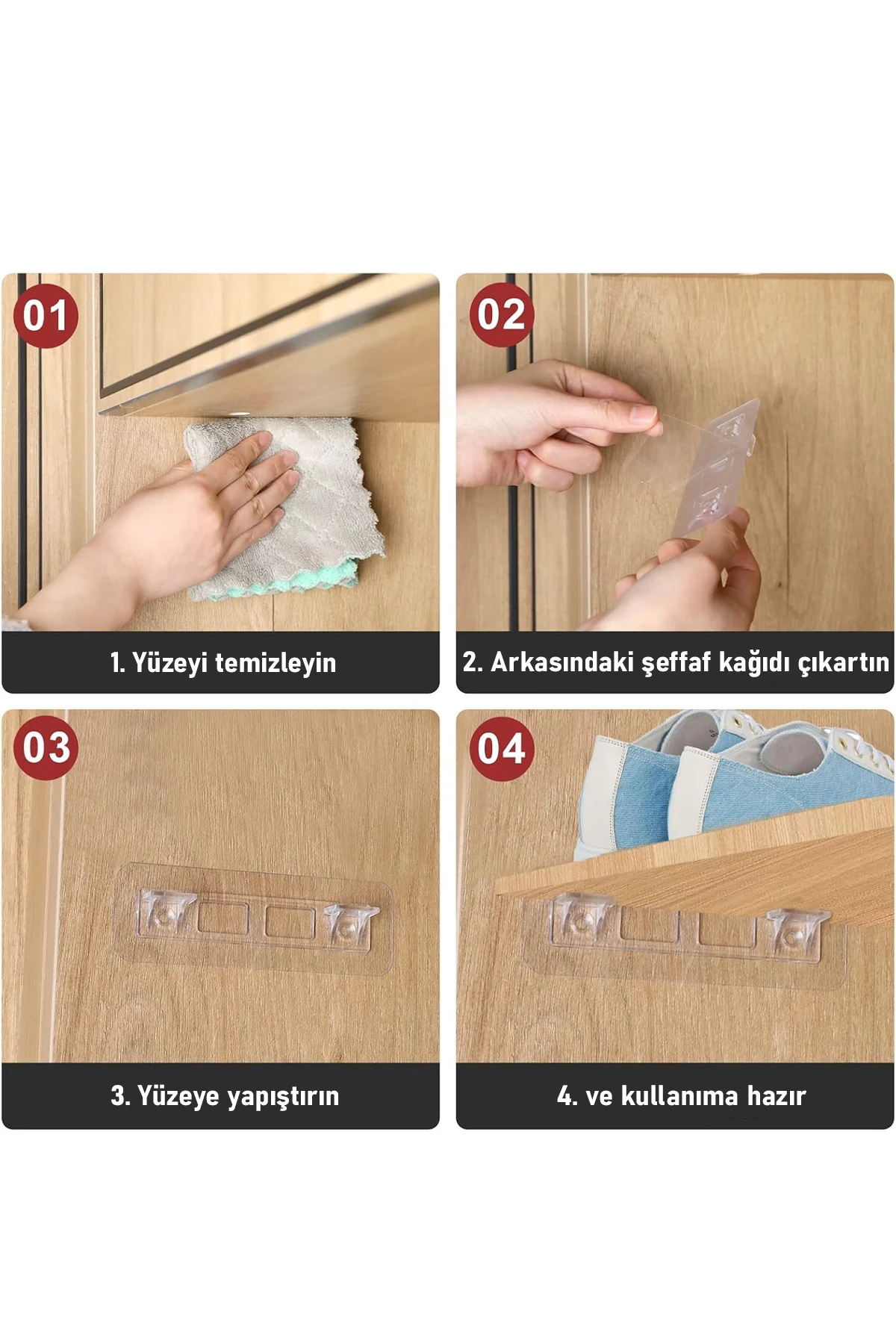 Raf Tutucu Dolap Içi Raf Ayırıcı Raf Destekleyici Yapışkan Pratik Raf Tutucu Portatif Menteşe 4 Adet