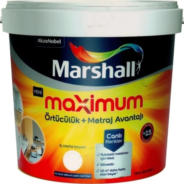 Maximum Iç Cephe Boyası 15 Litre (Rutebetli Alanlar Için Ideal +Silinebilir)