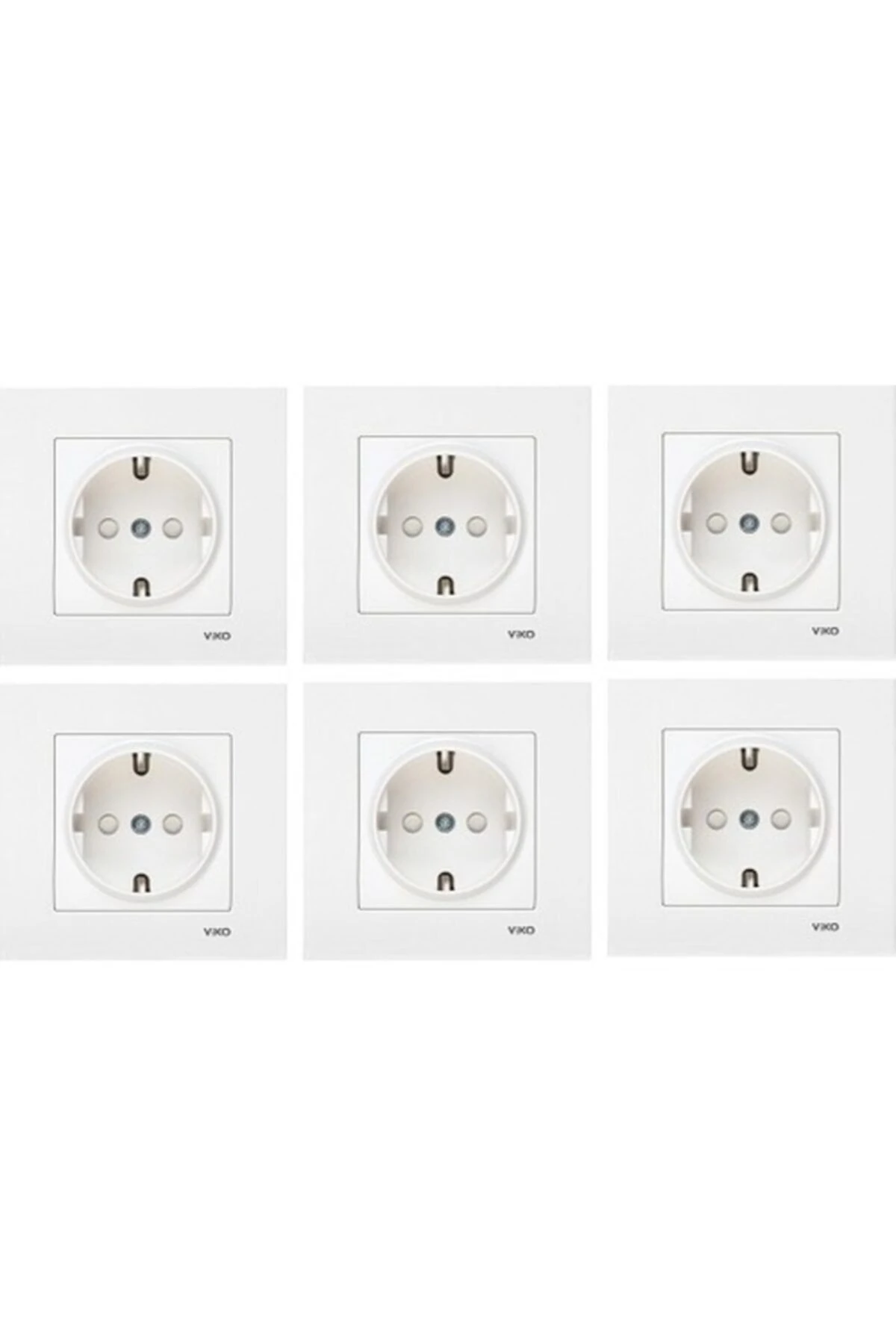 Beyaz Karre Topraklı Çocuk Korumalı Priz 6'lı Çerçeveli