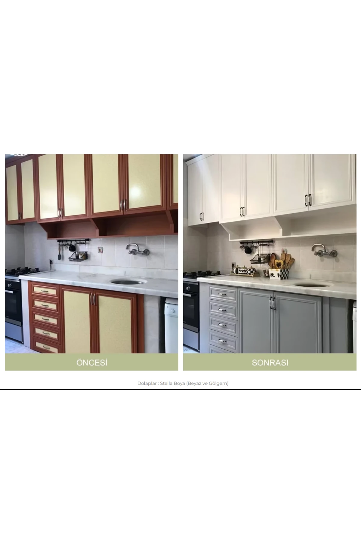 Stella  Boya Seti ile Mutfak Dolaplarını Yenile (Gölgem &Beyaz Renk) Knitex Boyama Seti