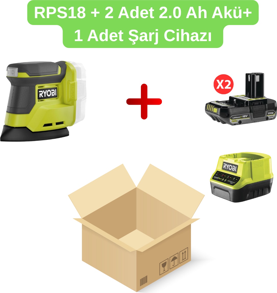 RPS18 18V Zımpara Makinası+ 2 Adet 2.0 Ah Akü+ 1 Adet Şarj Cihazı Set