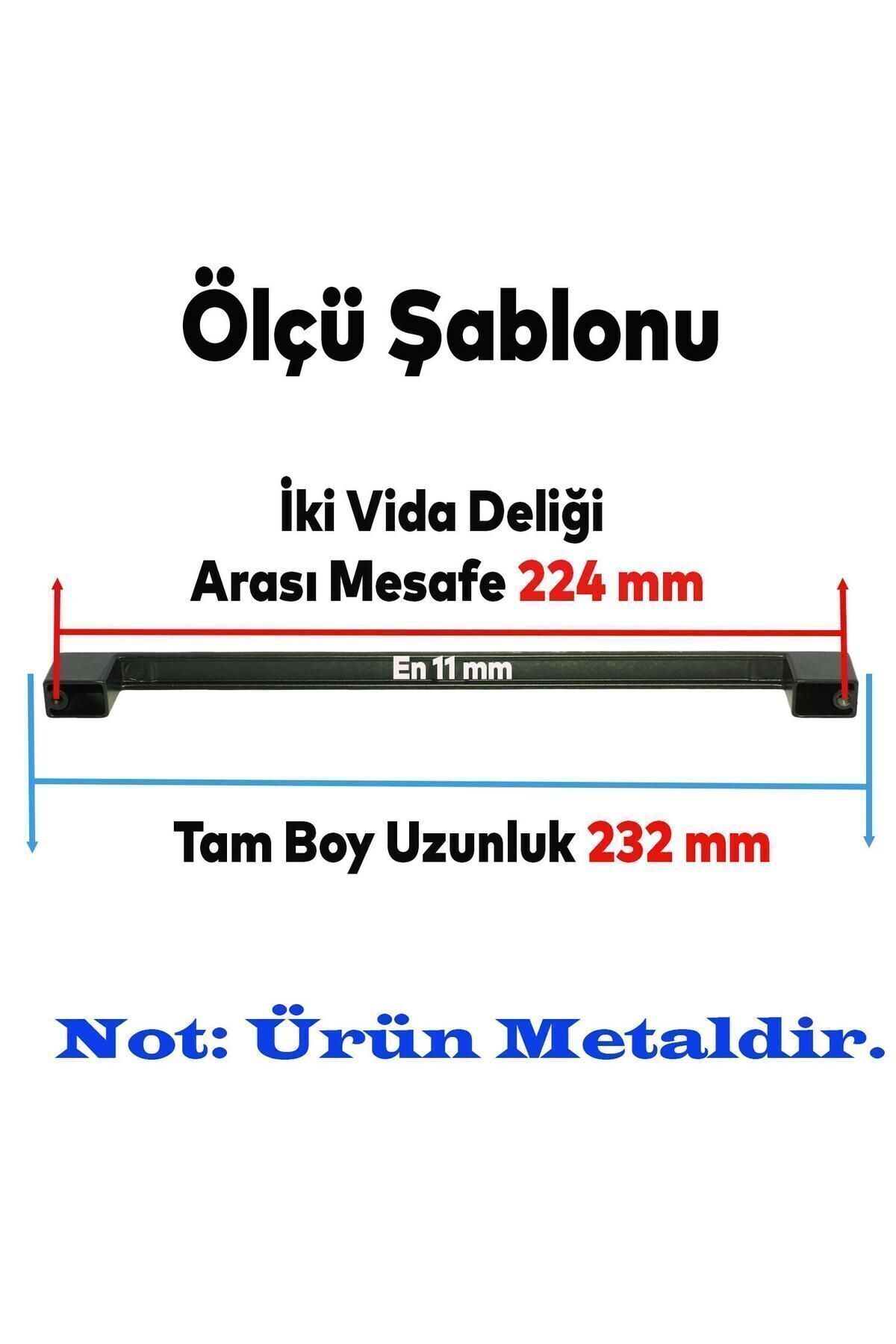 BADEM10 10 Adet Gölcük Düz Siyah Mobilya Mutfak Çekmece Dolap Dolabı Metal Kulpu Kulbu Kulpları 224 Mm