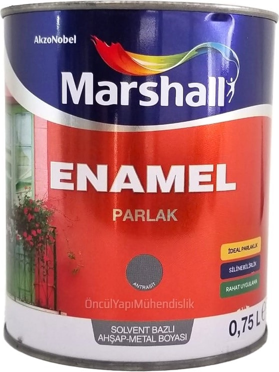 Enamel Sentetik Parlak Yağlı Boya 0.75 Lt Antrasit Gri