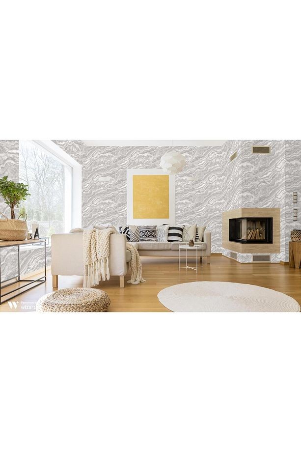 ROKA 23102-2 MERMER DESENLİ GRİ DUVAR KAĞIDI 16,5 m2