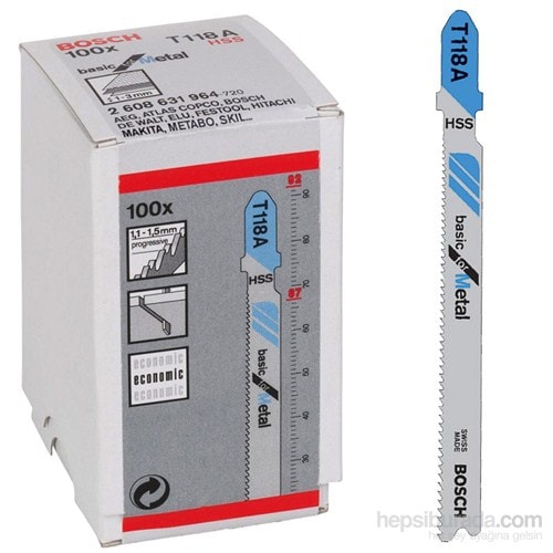 BOSCH Ekonomik Seri Metal İçin T 118 A Dekupaj Testeresi Bıçağı -