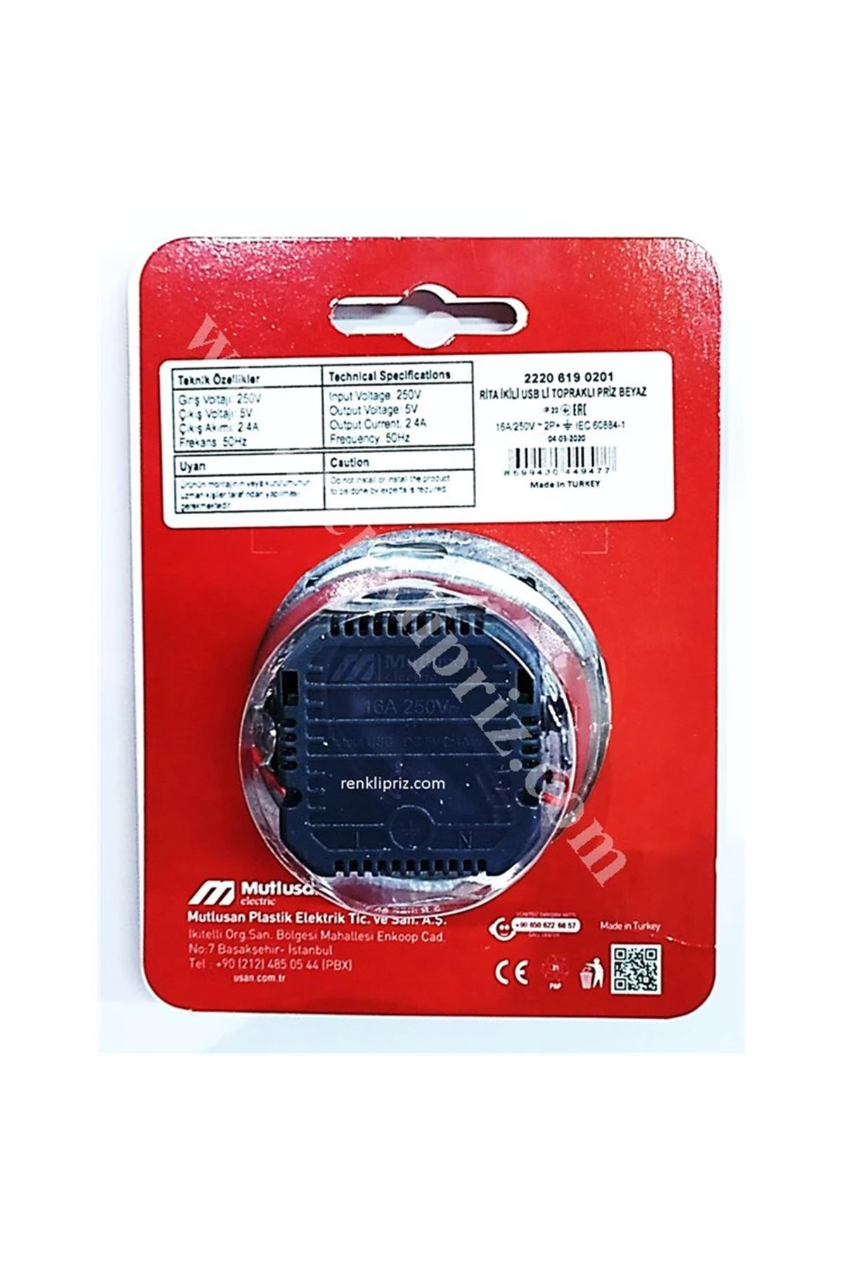 Füme Renk 2.4 A Usb Şarjlı Topraklı Priz