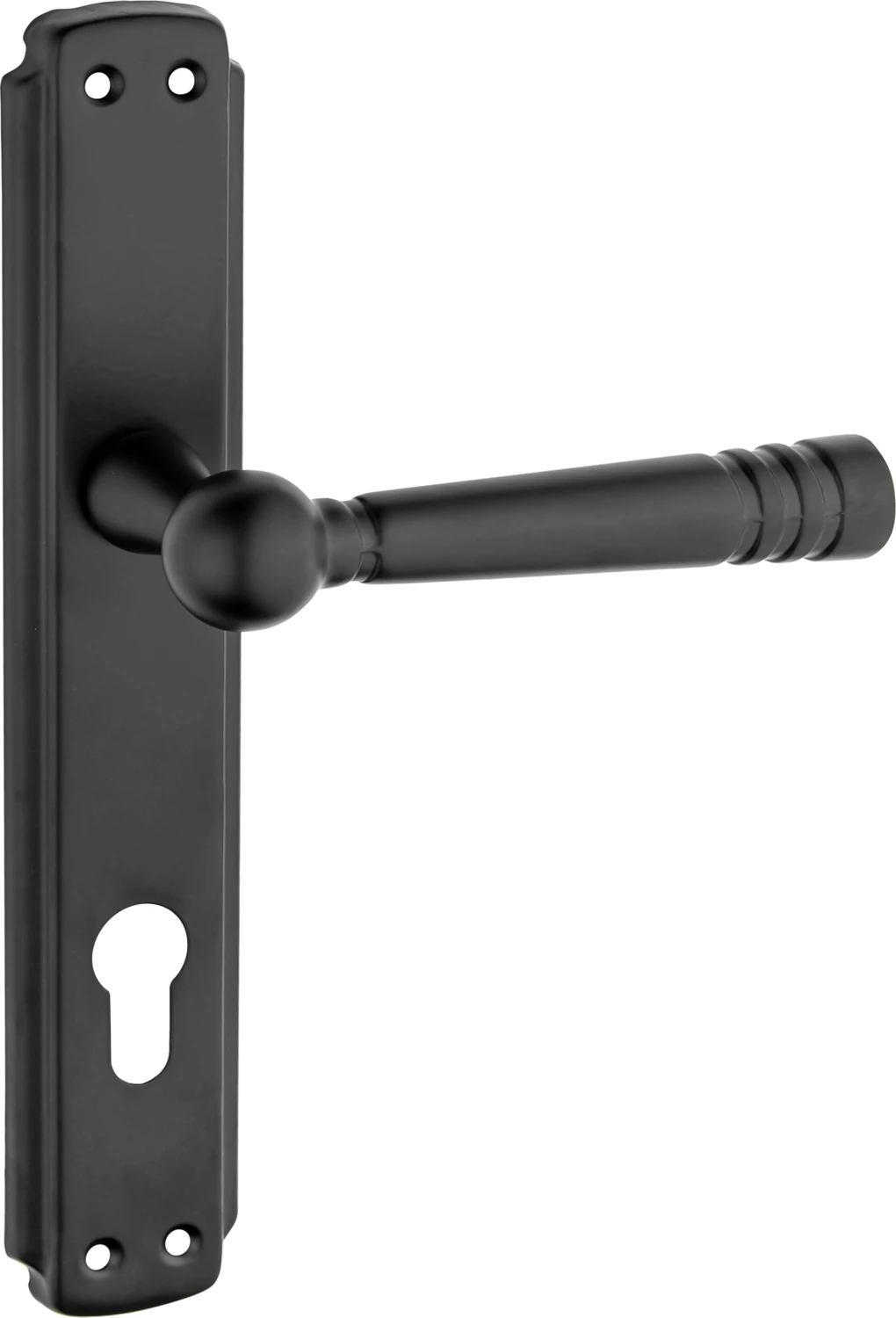 Osmanlı Aynalı Mat Siyah Yale Çelik - Daire Giriş Kapı Kolu 1 Takım