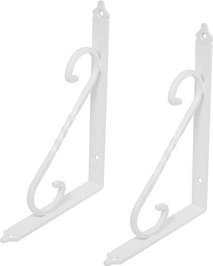2 Adet Ferforje Raf Altı Ayak Dekoratif Raf Tutucu Beyaz Montaj Aparatı 135 x 190 mm (Orta Boy)