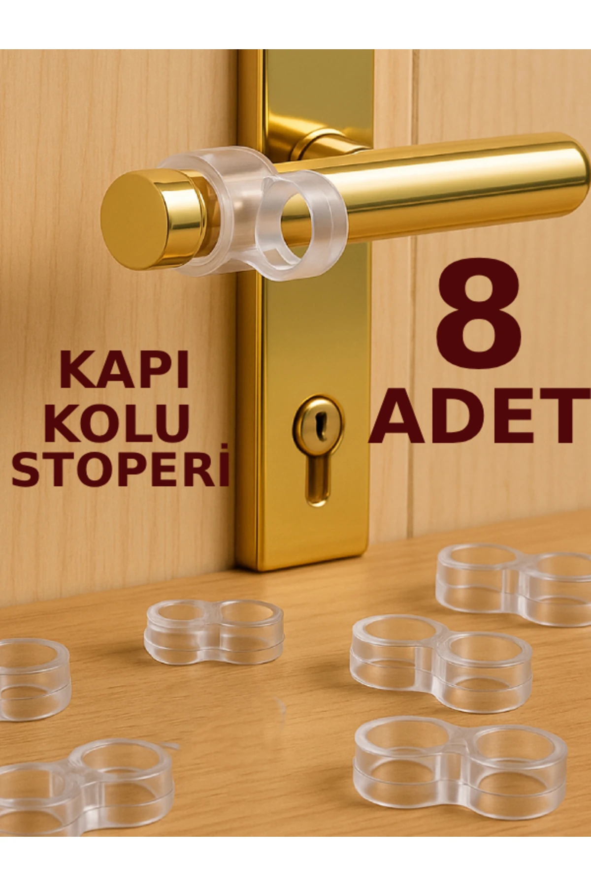 8 Adet Kapı Kolu Pencere Stoperi, Plastik Kapı Arkası Duvar Koruyucu Tampon, Silikon Durdurucu