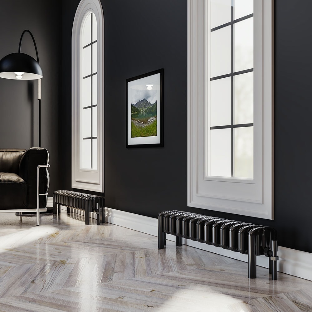 Grande Lux Alüminyum Yatay Radyatör 300x960 mm 15 Dilim | 1019 W Yüksek Isıl Güç | Dokulu Siyah
