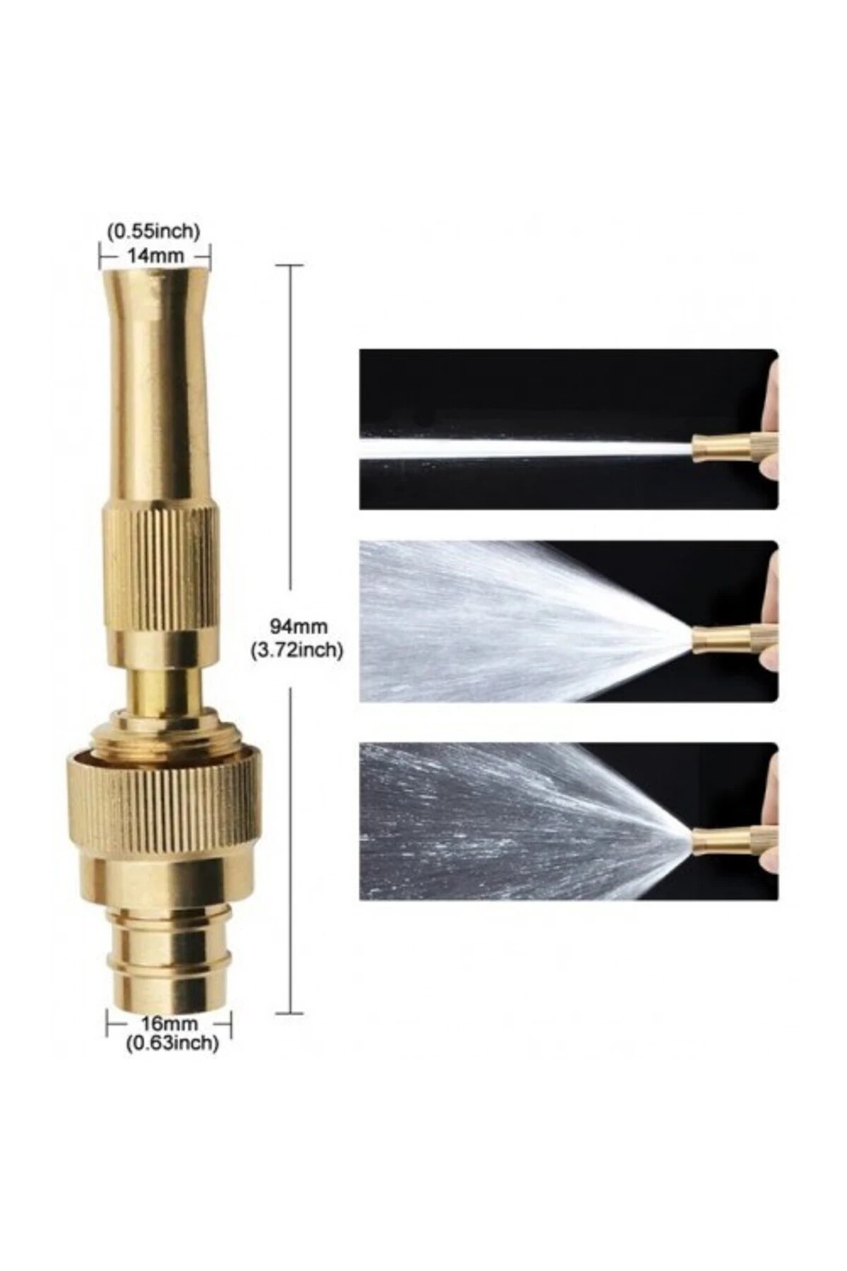 Yüksek Basınçlı Ayarlanabilir Bahçe Sulama Püskürtme Tabancası Hızlı Araba Yıkama Hortum Ucu Gold