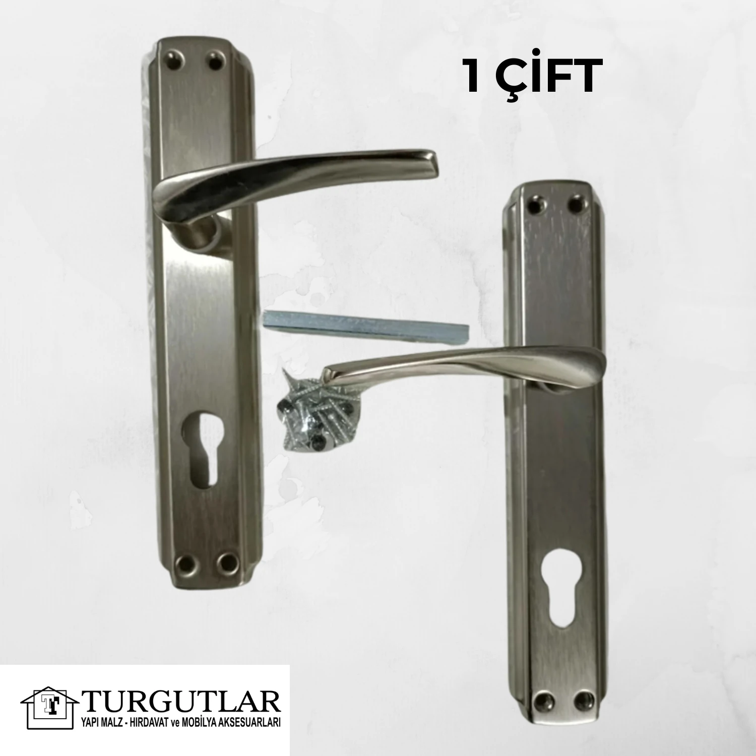 Bravo Yale Çelik Kapı Kolu Nikel Saten Oda Kapı Kolu Metal Kapı Kolu Ön Arka Takım 1 ÇİFT