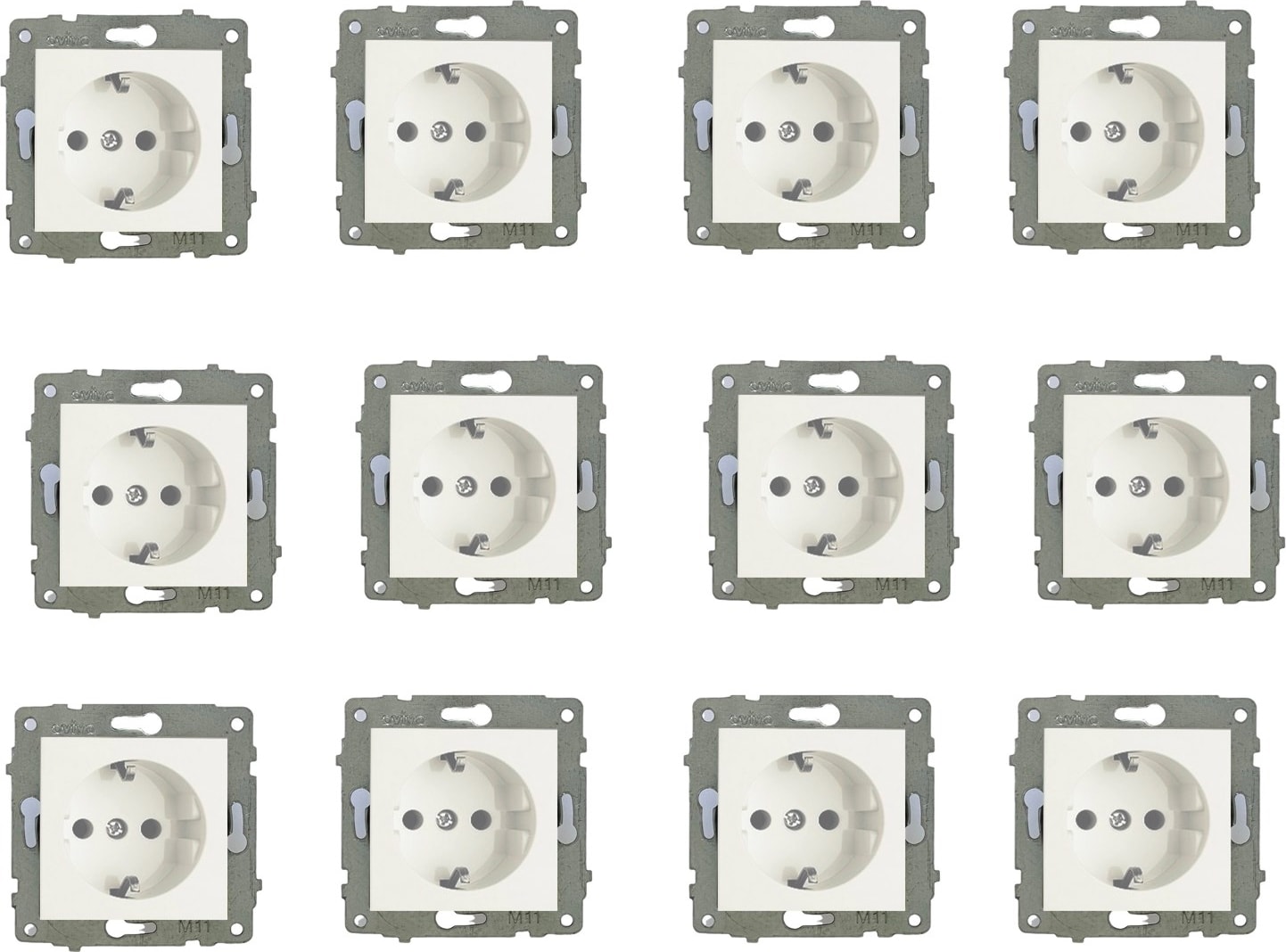 Grano Beyaz Topraklı Priz 12'li Paket Çerçevesiz (Mekanizma)