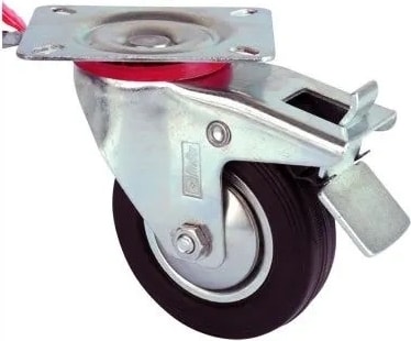 Buğz Servis Tekeri - Frenli Tablalı Siyah Döner - Çap 80 mm