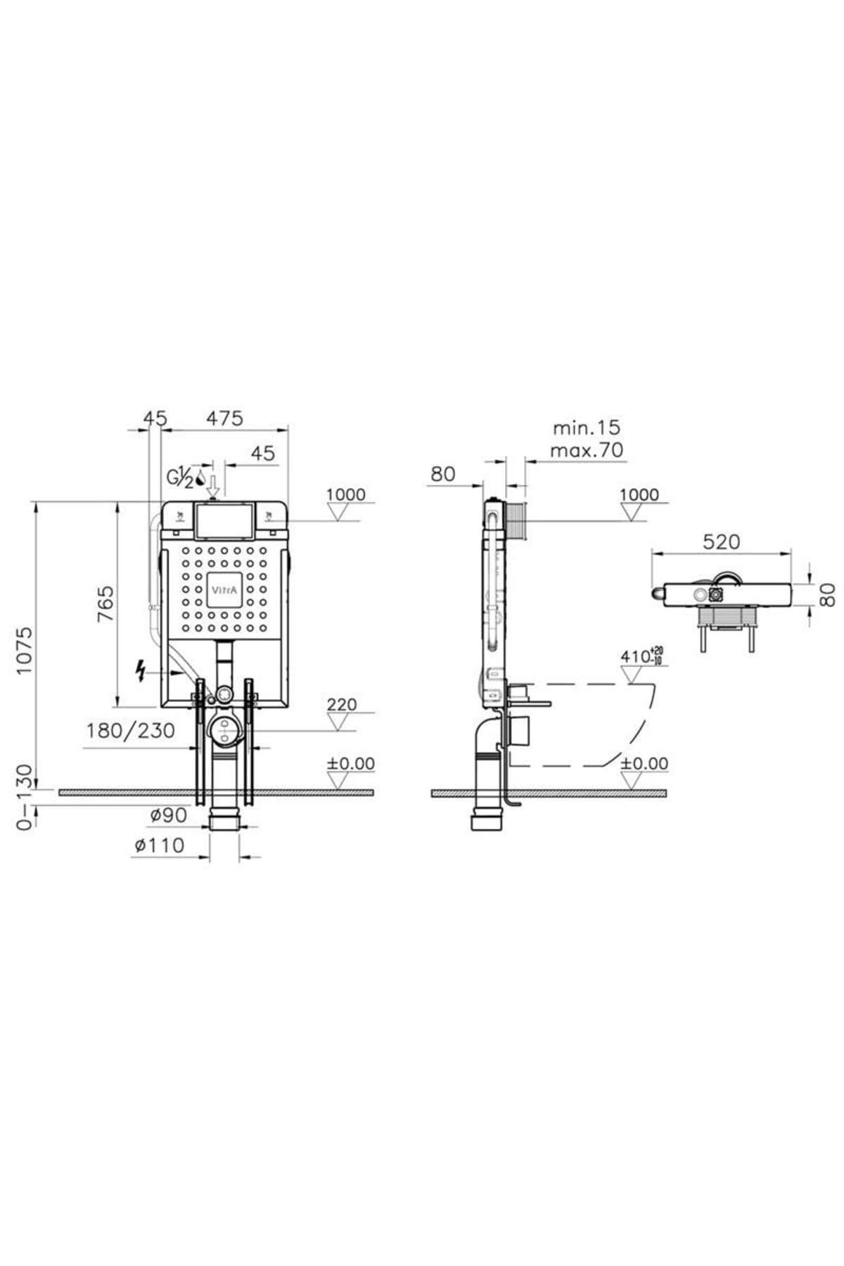 S20 Square Asma Klozet 48cm + S20 Klozet Kapağı +  Gömme Rezervuar Set