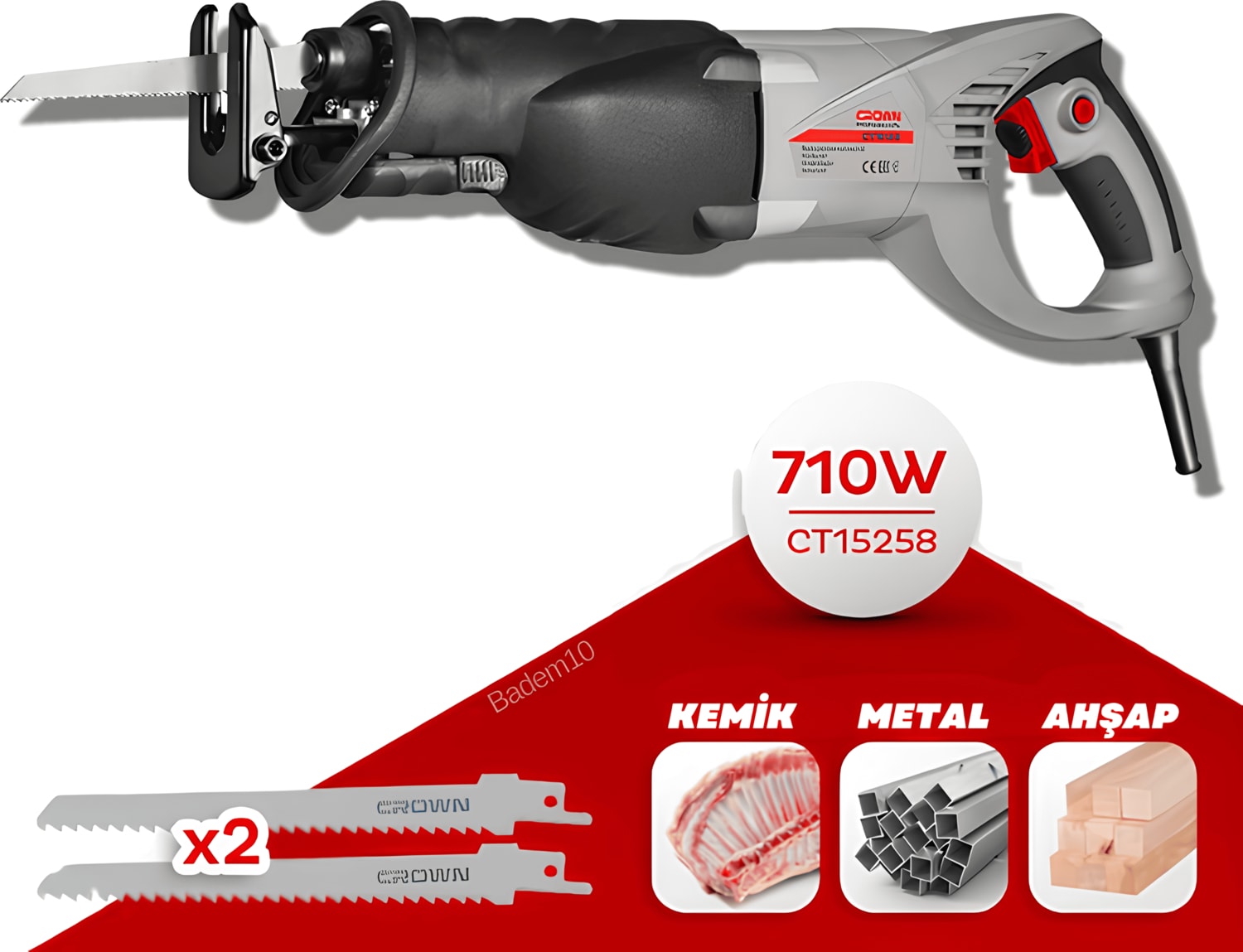 Crown CT15258 Ahşap Metal Et Kemik Kesme Tilki Kuyruğu Testere 710W 110 mm