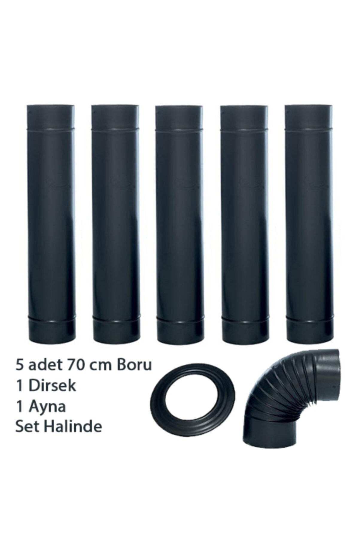 Mat Siyah Emaye Soba (13 Cm Ø ) Borusu 6 Lı Set