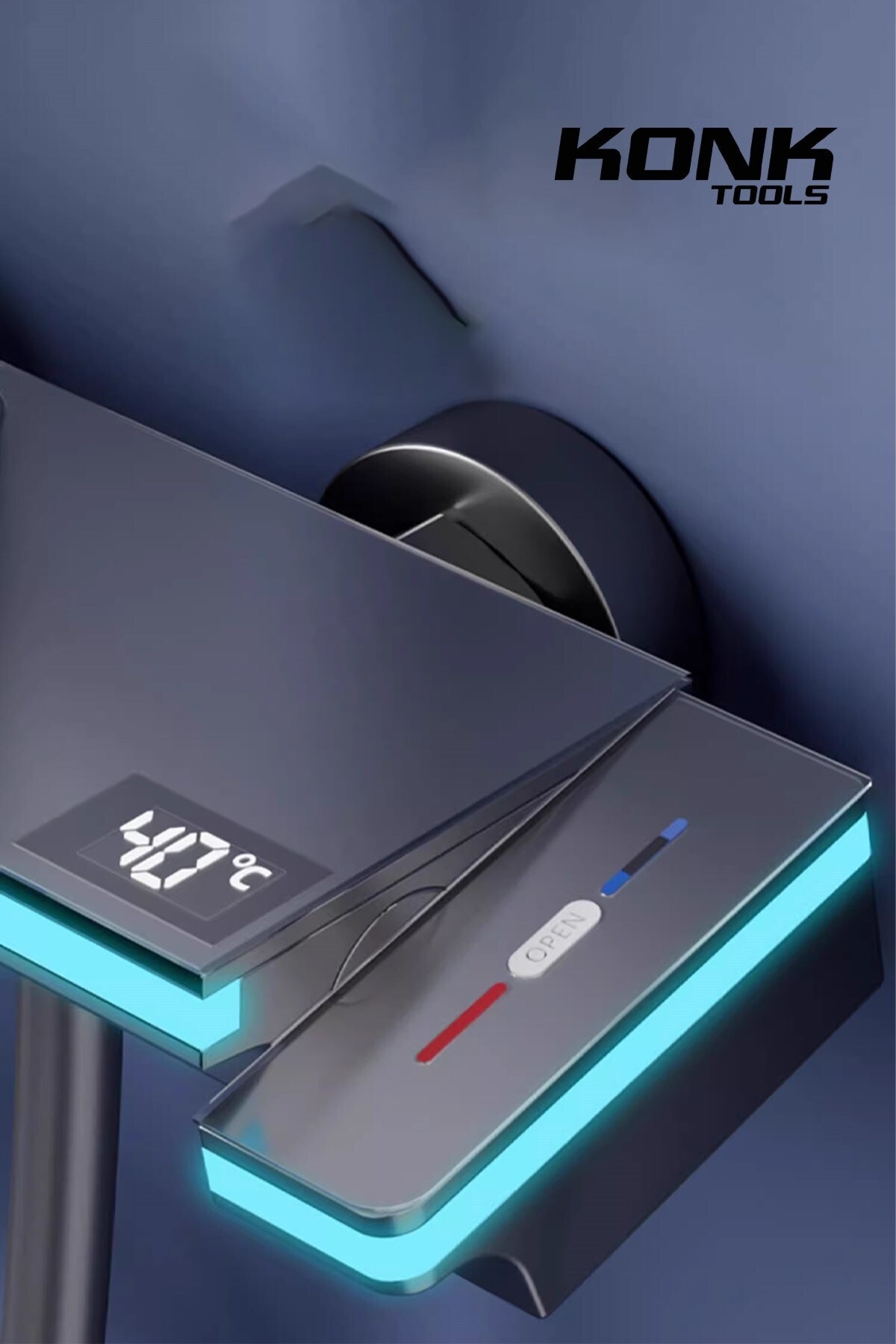 Dijital Piyano 5 Fonksiyonlu Antrasit Banyo Bataryalı Smart  Max Dijital Tepe Duşu Duş Seti