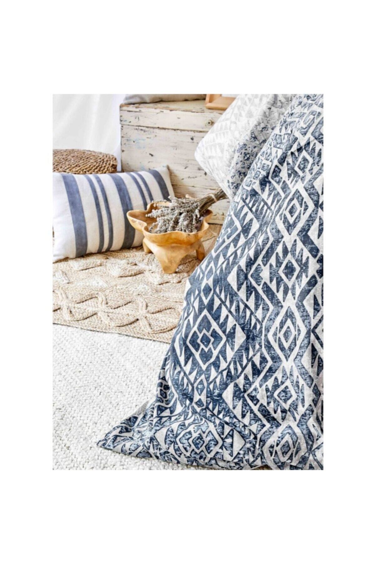 Home Nitara Mavi Saten Çift Kişilik Nevresim Takımı Kutulu