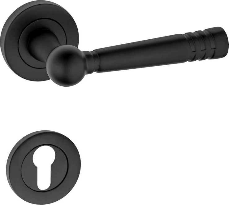 Siyah Çelik Kapı Kolu Osmanlı Rozetli Sağ Aşağı Basar 1 Adet