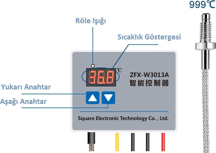 -W3013A 220V 0-1000C 2200W Yüksek Derece Termostat