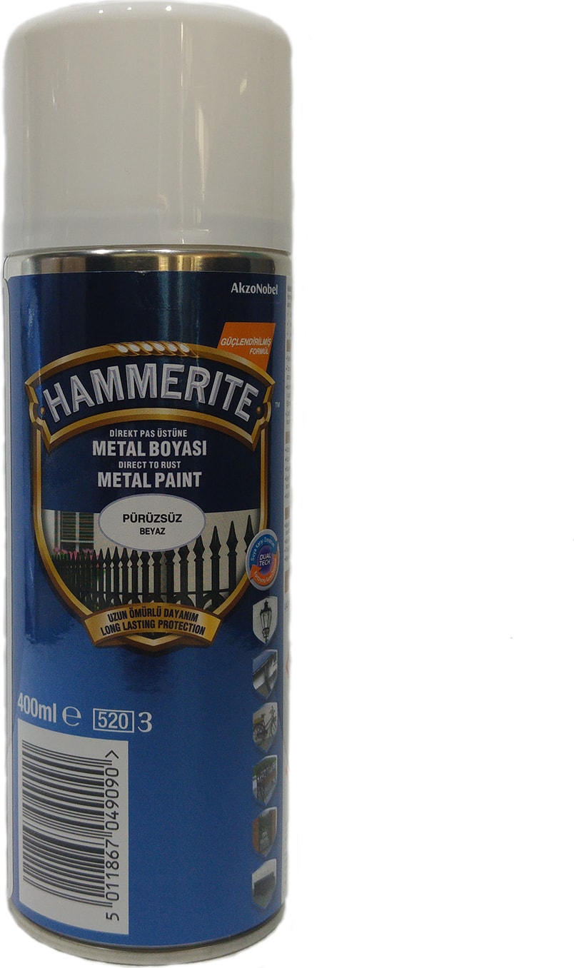 Hammerite Direkt Pas Üstü Pürüzsüz Metal Boyası Sprey Beyaz 400 Ml