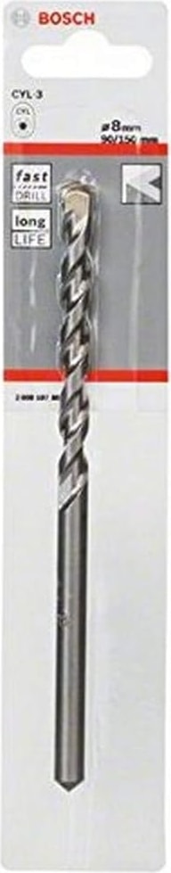 BOSCH Professional Matkap ve Kırıcı Delici Uçları, Taş ve Beton, Gri, Durchmesser-8 MM/GESAMTLÄNGE-150 Mm, 1 Adet