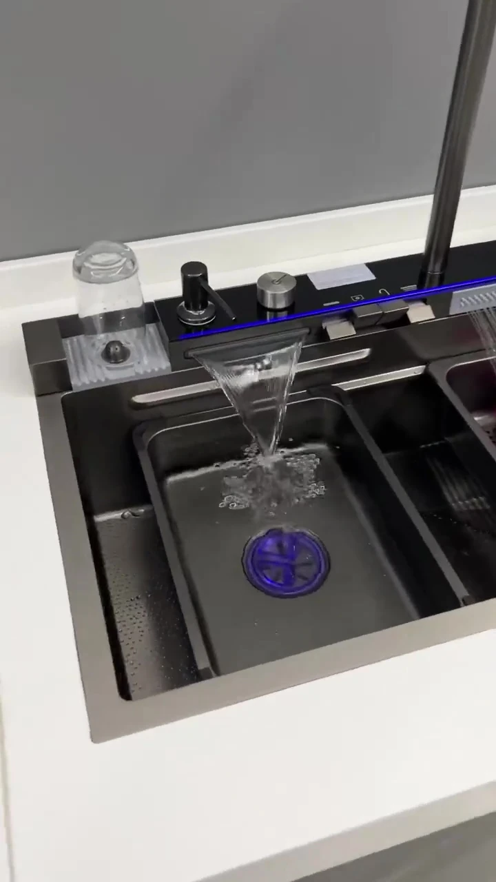 Premium 9 Fonksiyonlu Akıllı Teknolojik Eviye Seti Paslanmaz Bal Peteği Taban Evye - Honeycomb