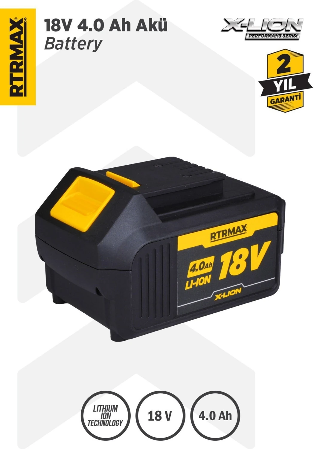 X-Lion Akü Yedek Batarya 4.0 Ah 18V Termal Koruma ve Led Gösterge Özellikli