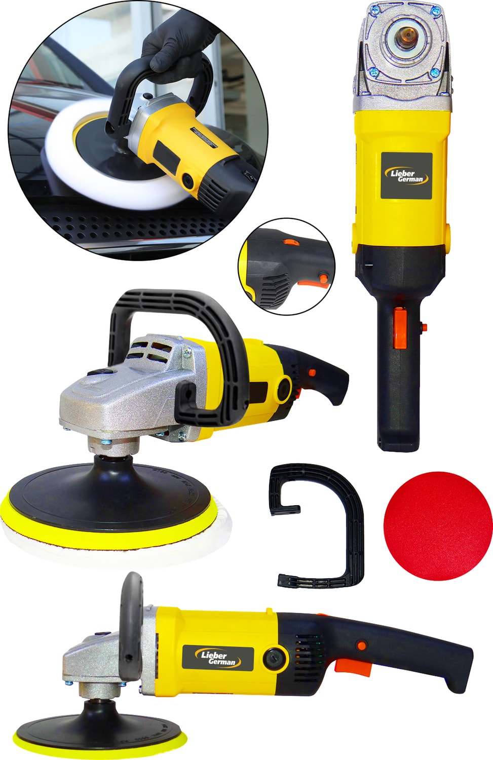 Profesyonel 4100 W 180 mm 6 Kademe Devir Ayarlı Profesyonel Zımpara Pasta Cila ve Polisaj Makinesi