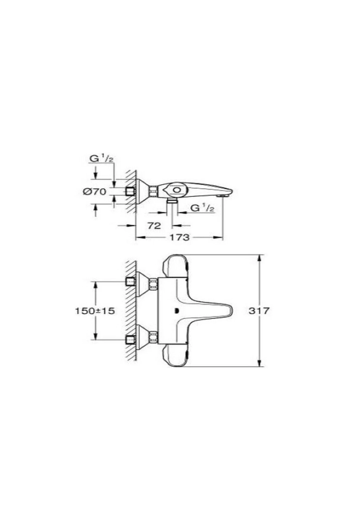 Grohtherm 1000 Termostatik Banyo/Duş Bataryası 1/2\" - 348162433 Siyah