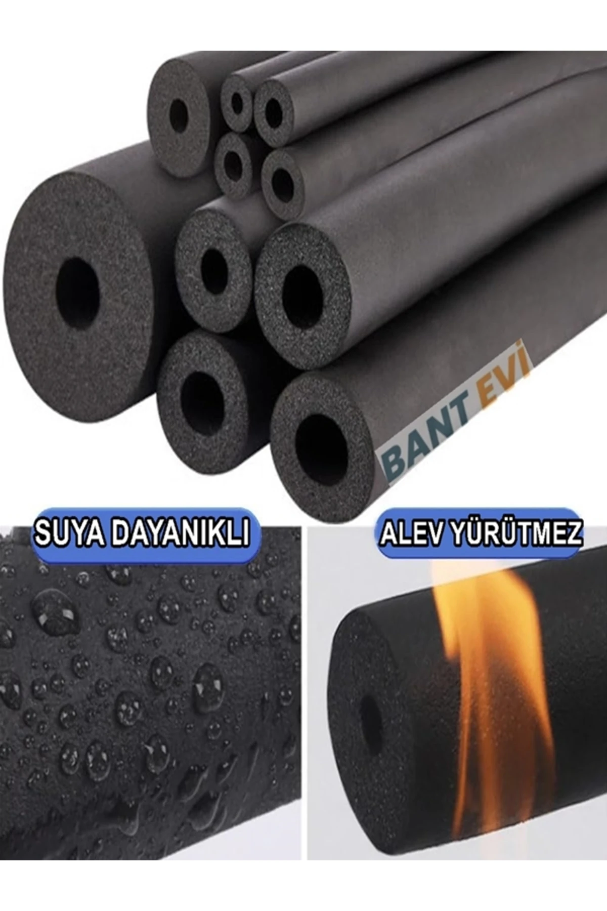 Kauçuk Boru İzolasyonu 1/2" İç Çap 22mm, 13mm Et Kalınlık, 2metre Boru Kılıfı